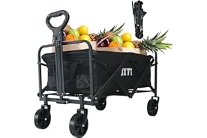 SXTT Wagon, Collapsible Folding Outdoor Utility Wagon, Heavy Duty Folding Wagon Portable, Garden Cart with Adjustable Handle, Foldable Grocery Wagon for Sports, Shopping, Camping
