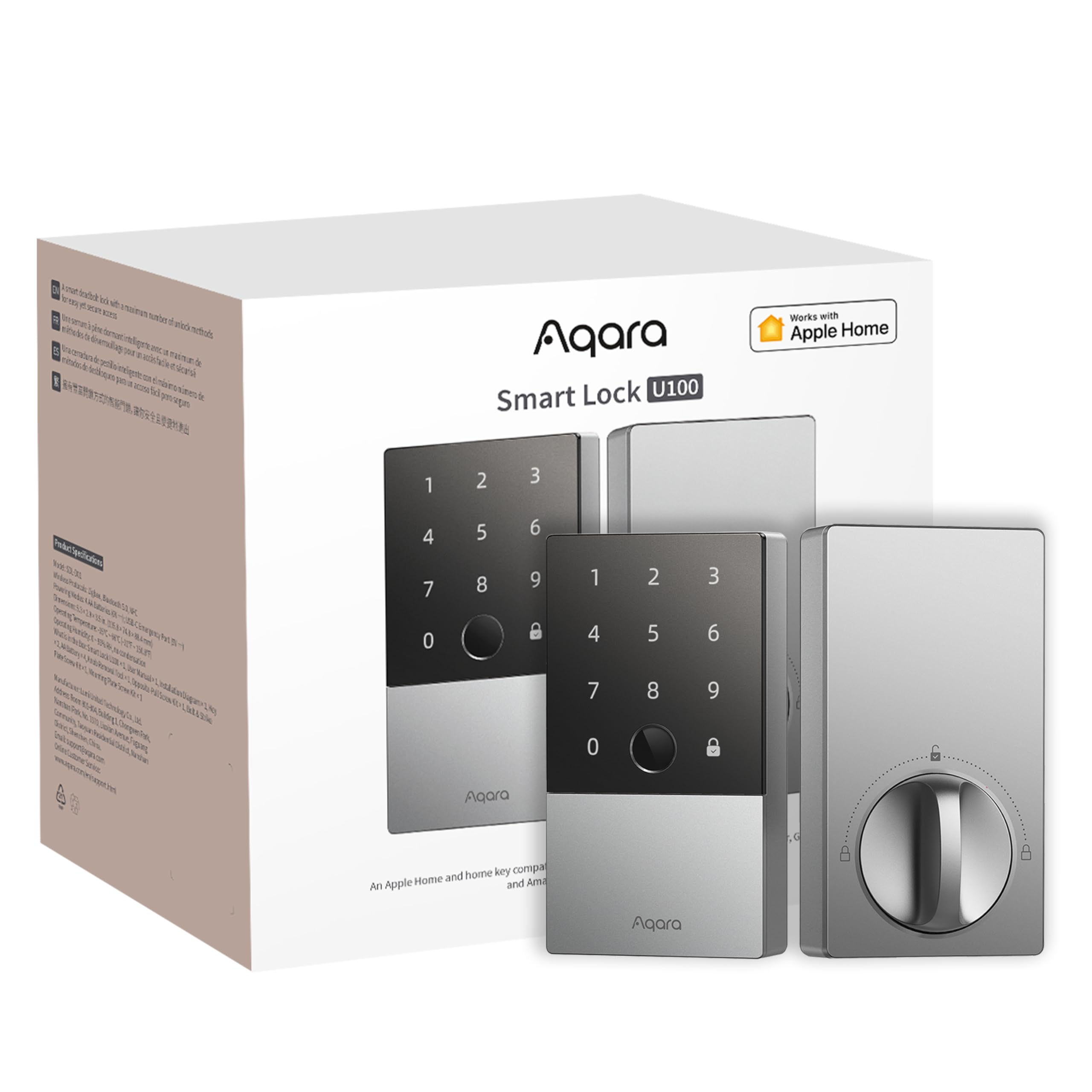 Photo 1 of Aqara Smart Lock U100, Fingerprint Keyless Entry Door Lock with Apple Home Key, Touchscreen Keypad, Smart Electronic Deadbolt, IP65 Weatherproof, Supports Apple HomeKit, Alexa, Google, IFTTT, Silver