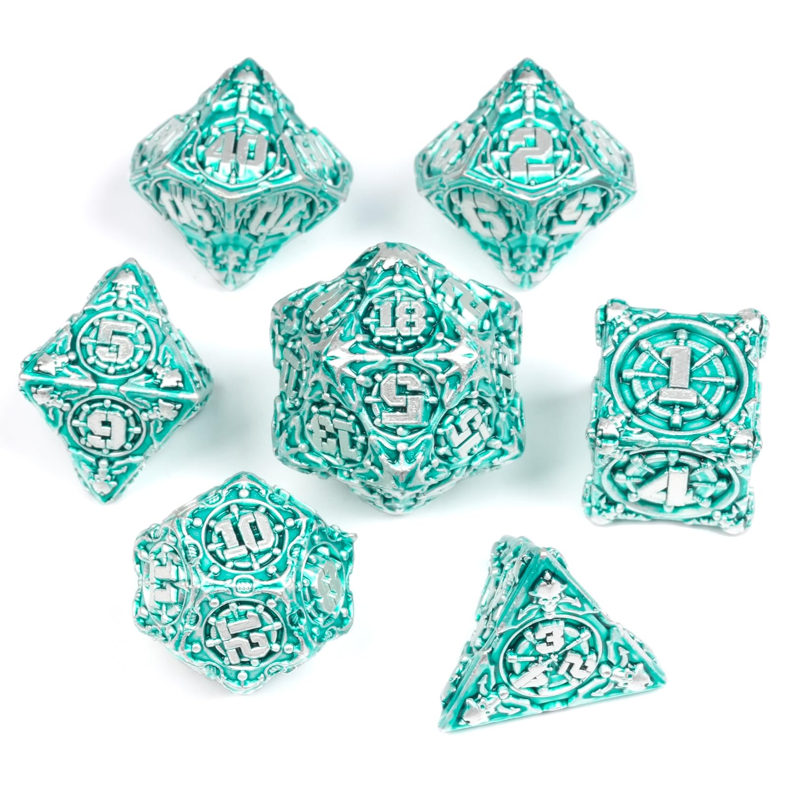 HKDZ Metal Dnd Dice 7Pcs Set, Polyhedral Rpg For Role Playing Table Game Dungeons And Dragons Dice Mtg Pathfinder D&d Dice Set colorful — image 1