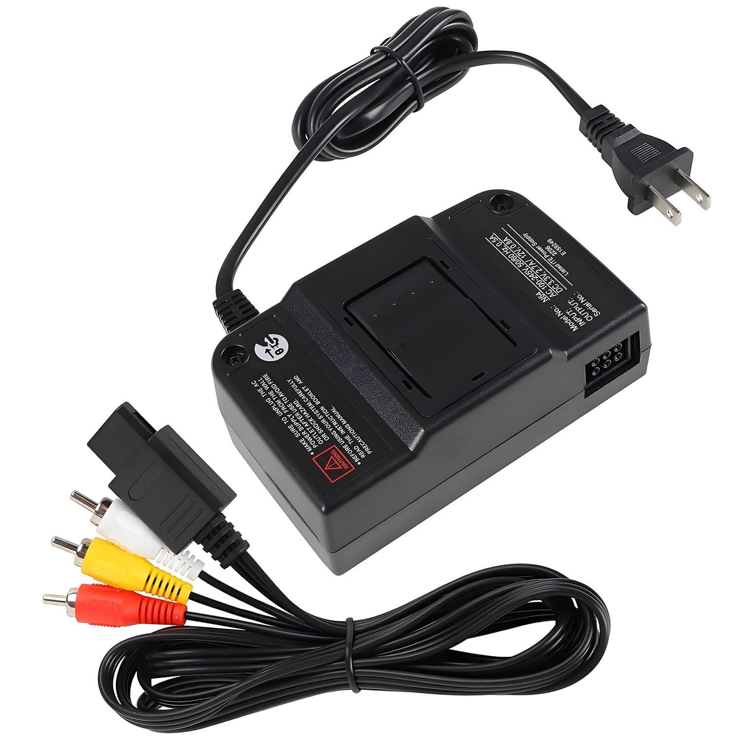 N64 Power Supply with N64 AV Cable and N64 Power Cord, Composite Video Cable & Replacement AC Power Supply Adapter Set for Nintendo External TV Screen Monitor