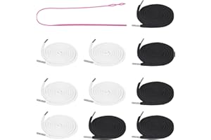 PHINUS 10 Pieces Drawstring Cords with Easy Threaders, Hoodie String Replacement with Pink Flexible Drawstring Threaders for Pants Sweatpants Hoodies Jackets Shoes (5 Black & 5 White)
