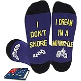 AURIXTAL Motorcycle Gifts for Men, Motorcycle Socks, for Motorcycle Lovers, I DON’T SNORE, I DREAM I’M A MOTORCYCLE