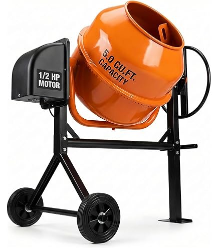 Amazon.com: 5 Cu ft 混凝土攪拌機,電動1/2 匹110V 1680RPM 高扭矩馬達