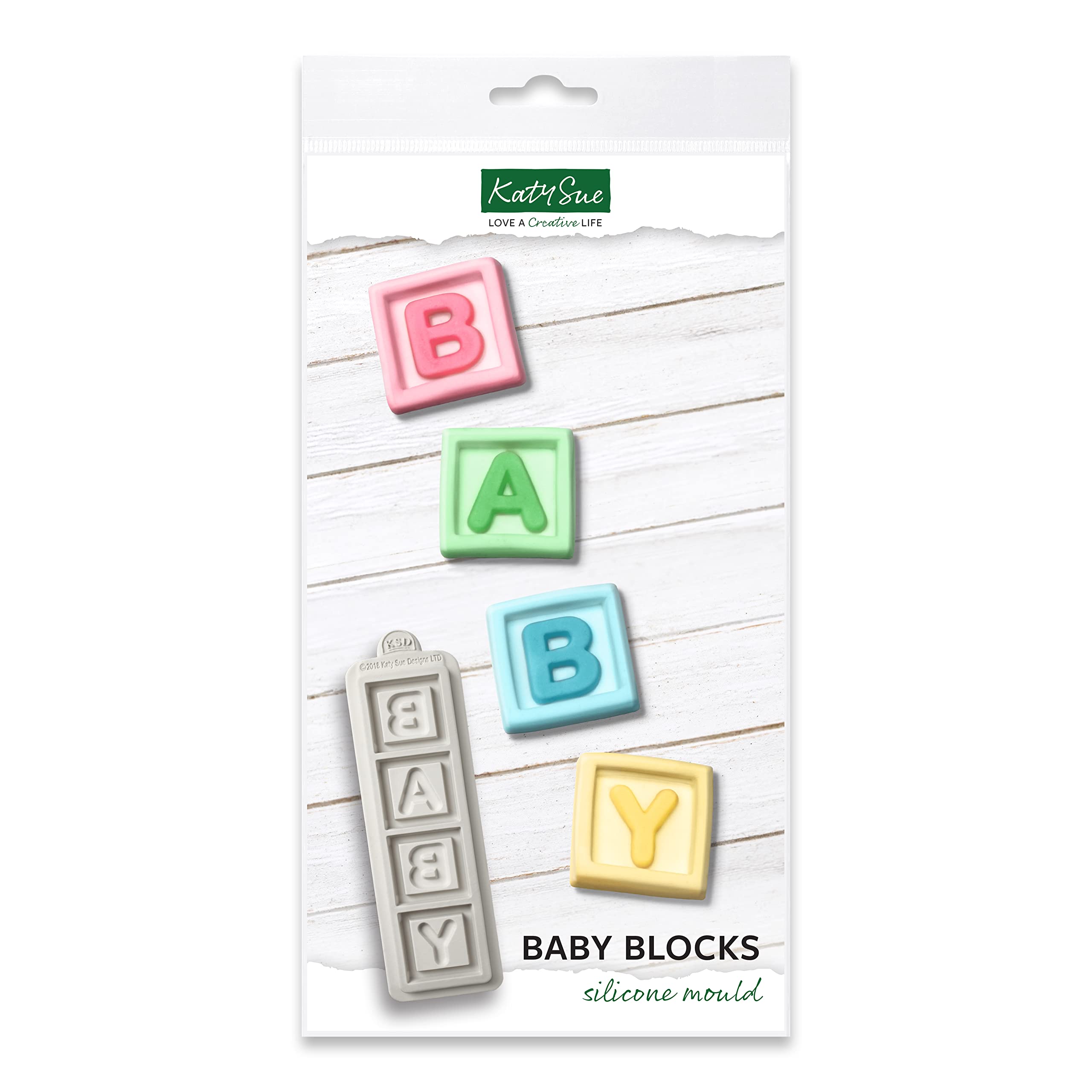 Katy Sue Baby Blocks Silicone Mould for Cake Decorating & Craft for Fondant, Sugar Paste, Gum Paste & Air Dry Clay from Katy Sue Designs Fondant Moulds. Blocks 35 x 35 Millimetres (1.5 x 1.5 Inches)
