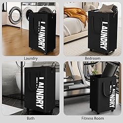 HomeHacks Rolling Slim Laundry Hamper Collapsible
