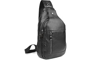 POLARE ORIGINAL Polare Cowhide Leather Waterproof Casual Daypack Sling Shoulder Chest Crossbody Bag For Men