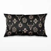 TopXmai Boho Western Aztec Cow Bull Skull Decor Pillow Covers 20x12, Western Throw Pillow Covers for Bed,Western Gifts for Women,Cowhide Howdy Pillow,Boho Aztec Cow Skull Bedroom Decor