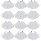 Jiuguva 12Pcs Elastic 4 Layered Tulle Tutu Skirt Halloween Tutus for Women Ballet Adult Fluffy Fairy Ballerina