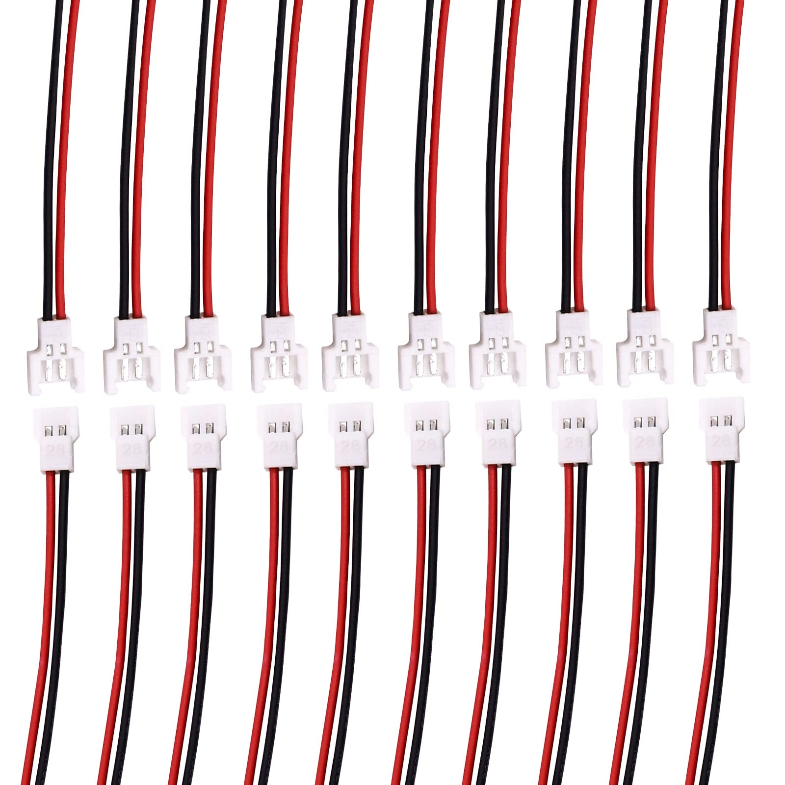 YnGia 10 Pairs JST 2 Pin Micro Electrical Wire Cable 1.25mm Male and Female Connector Plug Mini Micro JST 51005 Connector Wire