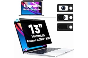 Peslv Magnetic Privacy Screen MacBook Air 13 Inch (2018-2021, M1)/ MacBook Pro 13 (2016-2022, M1, M2), Removable Anti Blue Light Glare Filter Black Security Private Protector for Mac 13.3" Laptop