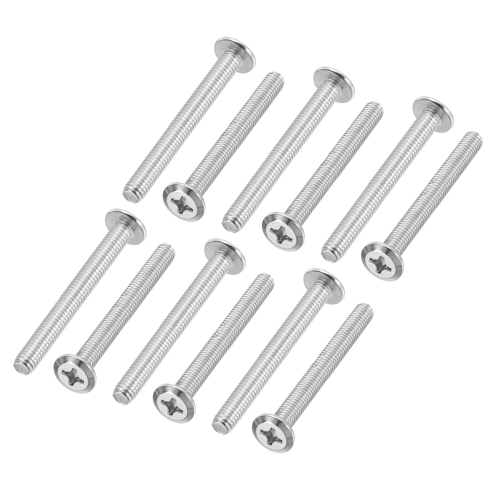 PATIKIL Flat Round Head Phillips Screws, 8 Pack M6-1 x 55mm Binding Screws 304 Stainless Steel 18-8 Full Thread, Phillips Drive Machine Screw Furniture Screw Connector Bolts