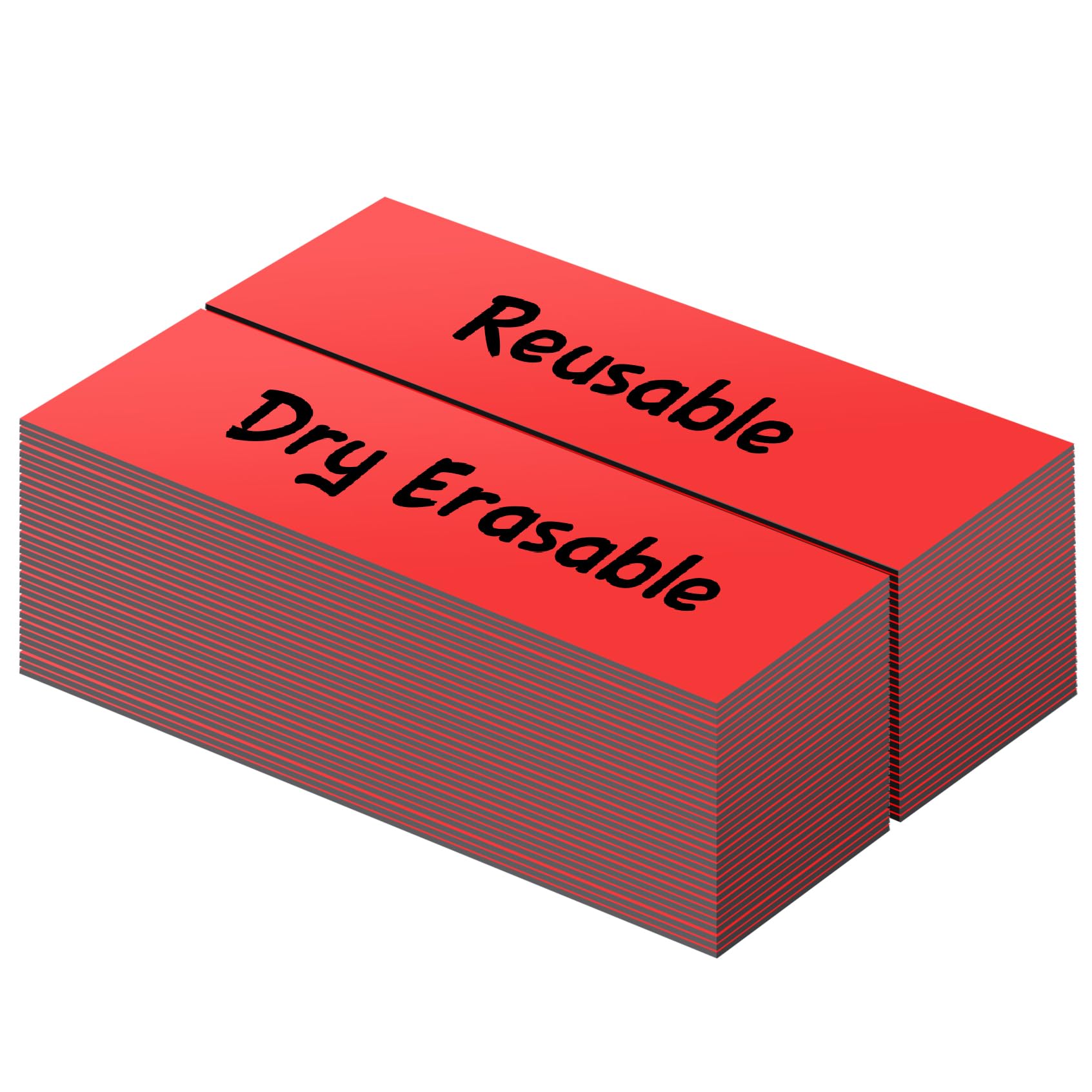 LLPT Dry Erase Magnetic Labels | 50PCS | 2.5CM x 7.6CM | Blank Writable Magnet Stickers Reusable | for Refrigerator Desktop Shelf DIY Whiteboard (DML1030RD) | Red