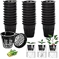 Naturezhen 100 Pack Garden Slotted Mesh Net Cups, 2" Round Hydroponic Net Pots Cups, Wide Lip Bucket Basket for Hydroponics f