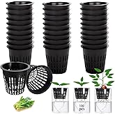 Naturezhen 100 Pack Garden Slotted Mesh Net Cups, 2" Round Hydroponic Net Pots Cups, Wide Lip Bucket Basket for Hydroponics f
