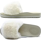 COFACE Womens Slippers with Arch Support Comfy Open Toe Fuzzy Woman House Shoes Plantar Fasciitis Orthotic Ladies Slippers Indoor