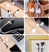 URAQT Cable Clips Holders 15pcs Mini Cable Organizer Desk White view 7