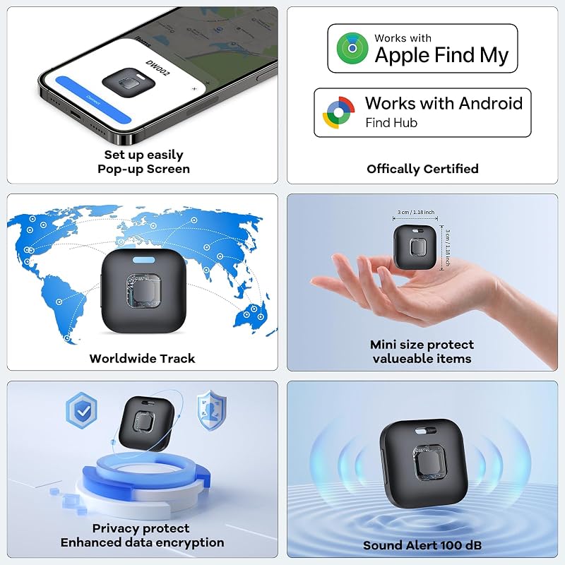 Dual-System Air Tracker Smart Tag für iOS/Android, Schwarz (4er Pack)