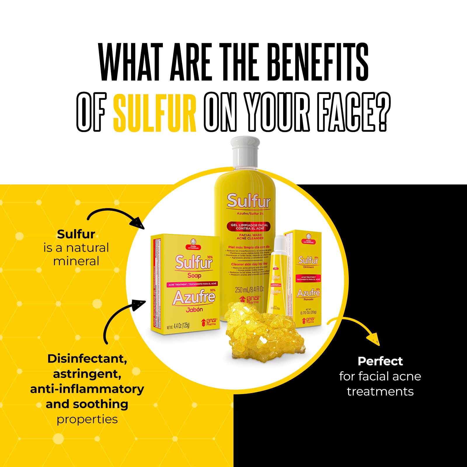 Biosulfur Grisi Acne Treatment: Fights Pimples, Blackheads, Blemishes, Improves Damaged Skin from Acne Scars, Prevents Breakouts, Keeps Pores Clear, Controls Oil, Sulfur Ointment, 0.70 Ounce, 2-Pack