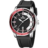 BUREI Men's Silicone Quartz Watch，Mens Watches Sports Outdoor Waterproof，Business Work Casual Casual Wrist Watches for Men，Elegant Gifts for Men