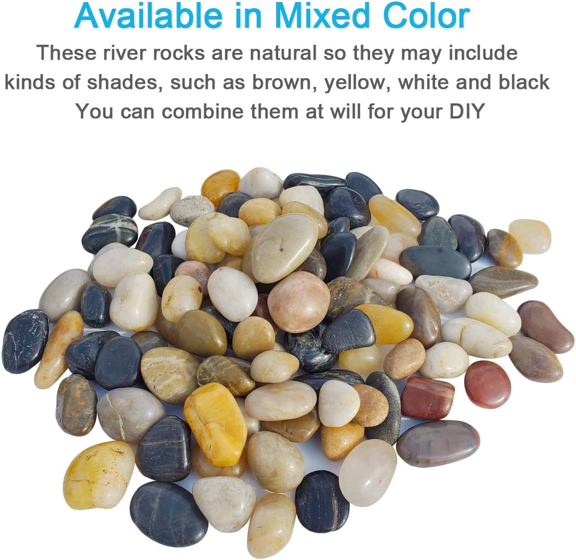 2 Pounds Pebbles Polished Gravel, Natural Polished Mixed Color Stones, Small Decorative River Rock Stones (32-Oz) : Garden & Outdoor