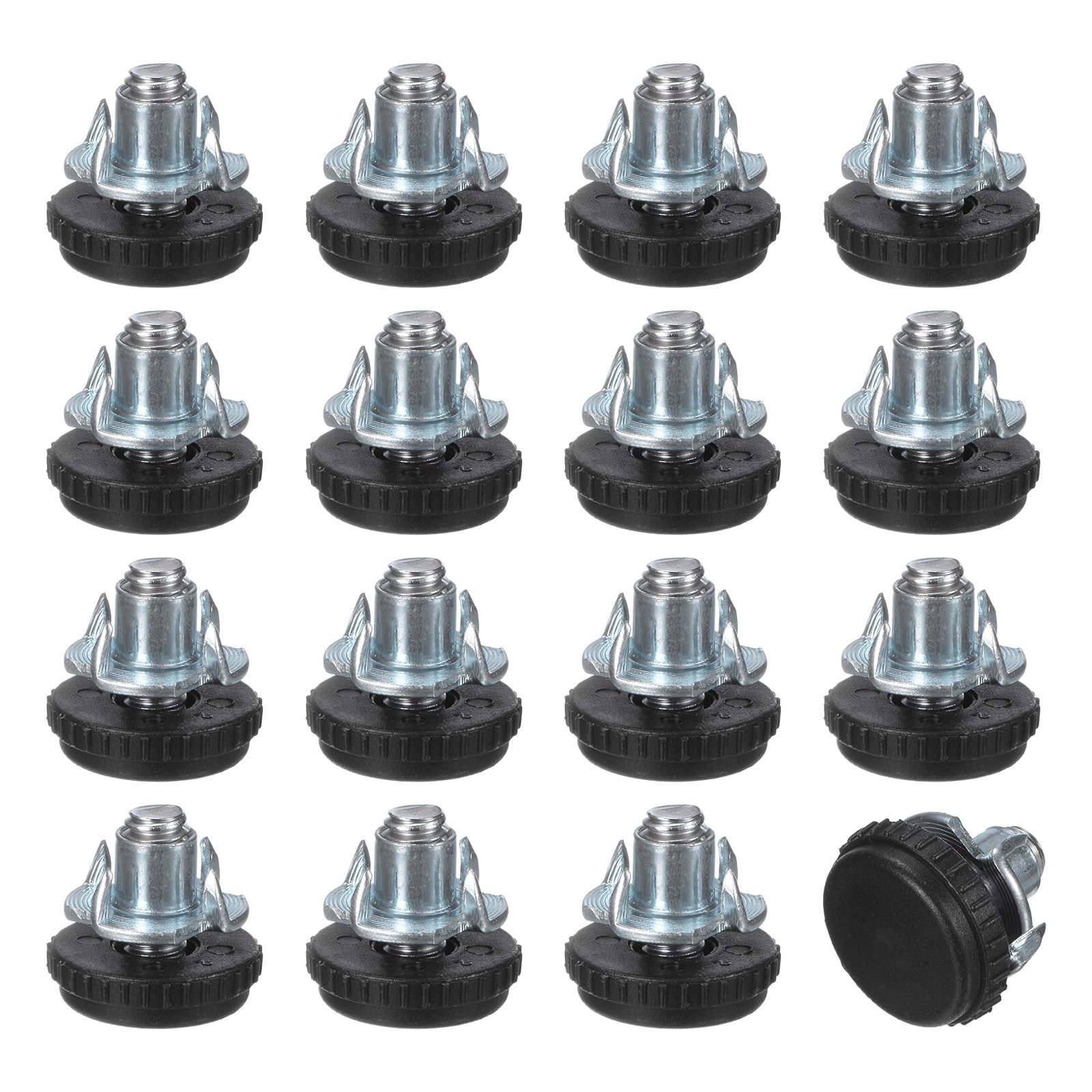 M METERXITY 16-Pack Furniture Feet, 5/16"-18 Thread W/T-Nut Kit Adjustable Furniture Levelers, Adjustable Leveling Feet Supports 5280LBS for Tables/Cabinets/Large Base Supports [Black]