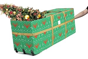 GOTECH Rolling Christmas Tree Storage Bag,Large Rolling Fits Up to 9 Ft Christmas Tree Bag,24" H X 20" W X 60" L,Waterproof Oxford Fabric With Durable Zipper and Sturdy Handle 2 Pack(Green)