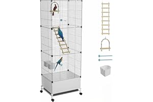 STILLCOVE Extra Large Bird Cage, Black Parakeet Cages with Rolling Stand & Wheels, Wide Birdcage for Parrots Cockatiels Conure Budgie Canary Finch Lovebird