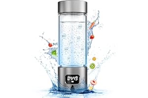 ASGOOL Hydrogen Water Bottle - Portable, Rechargeable, LED Timer, Aluminum and Glass, 5000 PPB Hydrogen in 10 Minutes, 340ml Capacity, for Husband, Friend & Family, for Travel, Sports, Home, Office(Grey)
