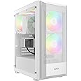 GAMDIAS AURA Gaming RGB ATX Mid Tower Gaming PC Case, White Desktop Computer Case with Transparent Side Panel & 3 Built-in 120mm Fixed RGB Fans