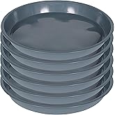 VUWEZ 6 Pack Plant Saucer Tray, 4 6 8 10 12 15 16 18 20 inch Plant Saucers for Indoors, Durable Plastic Flower Plant Water Drip Trays Round, Pot Saucers, Plant Trays for Pots (4", Gray)