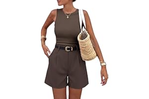 BTFBM Two Piece Sets for Women Spring Matching Set Sleeveless Tank Knit Tops Shorts Business Clothing Vacation Outfits