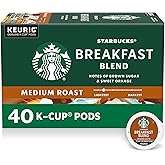 Starbucks K-Cup Coffee Pods, Medium Roast Hot or Iced Coffee, Breakfast Blend, 40 Keurig Pods