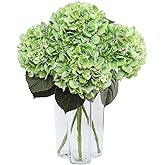 DuHouse 3Pcs Green Hydrangea Artificial Flowers,Latex Real Touch Hydrangeas Faux Hydrangeas for Home Wedding Bouquets Centerpieces Party Living Room Decoration(Green)