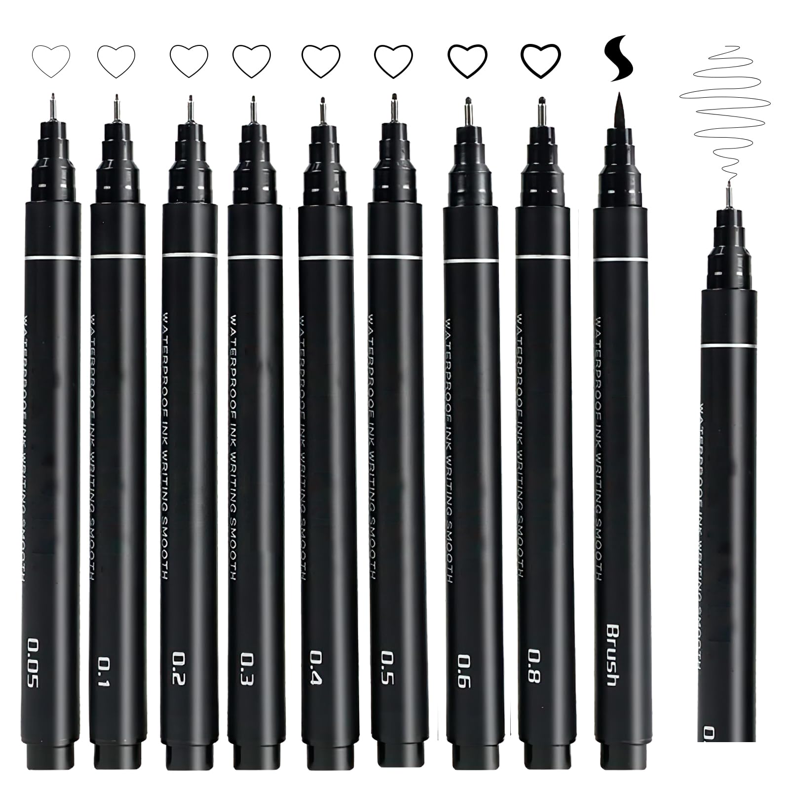 WrteEase Black Fineliner Pens Set, 9 Pack Micro Liner Drawing Pens for Sketching, Technical Drawing, Illustration, Manga, Journaling and Writing, Fine Tip Black Ink Art Pens