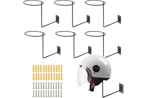 KEJJNYER 6 Pack Motorcycle Helmet Holder Wall Mount, Metal Helmets Wall Hanger, Motorcycle Helmet Rack Display for Wall Mount