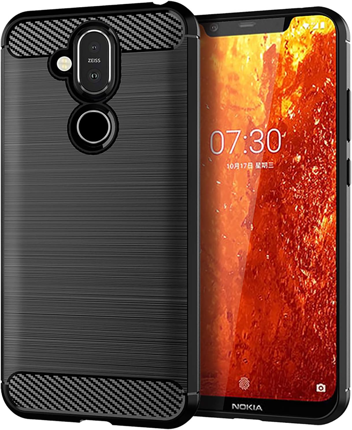 Cmid Nokia 8.1 Case, Slim Shockproof TPU Rubber Gel Flexible Soft Silicone Protective Back Case Cover for Nokia 8.1 (6.18 inches) (Black)