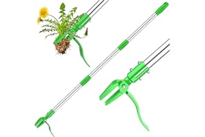 Weed Puller Tool - Stand Up Weed Remover Tool with 4-Claw Steel Head, 50" Adjustable Stainless Steel Handle Weeder Tool, Easi