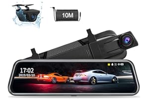 Mirror Dash Cam Front and Rear Camera Rearview Mirror Camera Backup Camera 10" 1080P HD Dash Cam Mirror 170° Wide Angle Night