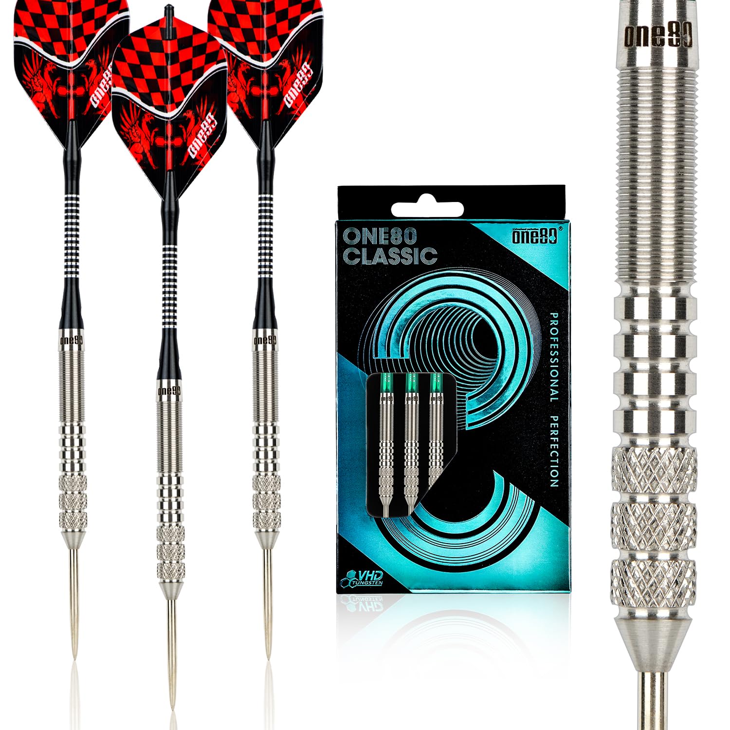 ONE80 90% Tungsten Professional Steel Tip Darts Set with Gift Box (D-24g)
