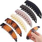 Winsyison 6pcs Banana Hair Clips, Non-Slip Large Hair Claws for Women, Classic Double Combs Hairpin Accessories for Thin Curly Straight Long Short Hairstyles- 6 Colors