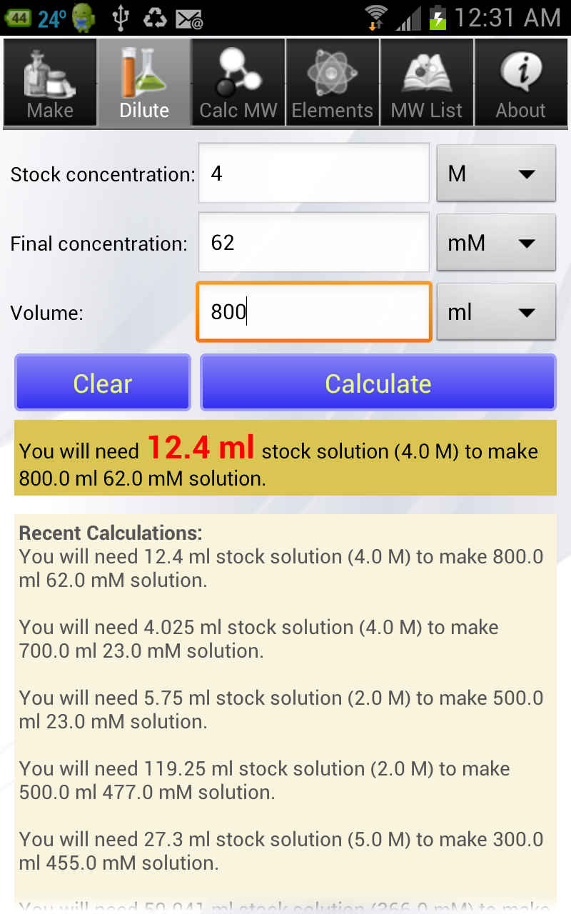Solution Calculator Pro