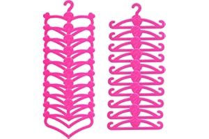 BJDBUS 62 Pcs Pink Plastic Hangers for 11.5 inch Doll Clothes Gown Dress Outfit Holders Accessories
