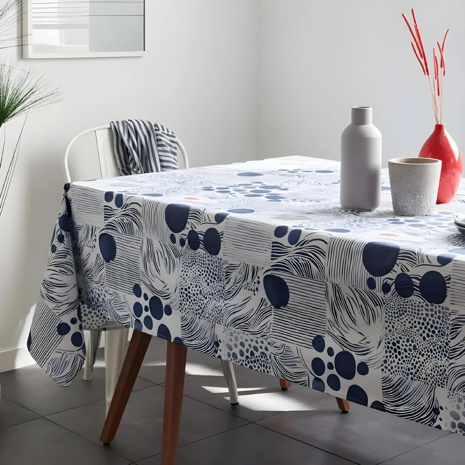 Nydel Rivage Coated Acrylic Blue Square Tablecloth 160 x 160 cm