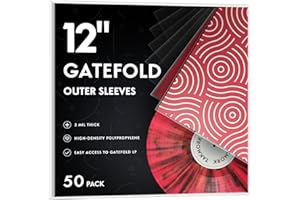 Gatefold Record Sleeves Albums Covers: 12 inch Vinyl Record Outer Sleeves 3 Mil Plastic Clear LP Protective Sleeves, 50pcs