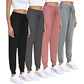 INTICOSI Women Joggers with Pockets,Women's Lightweight Sweatpants Soft Lounge Athletic Yoga Pants 4 Pack