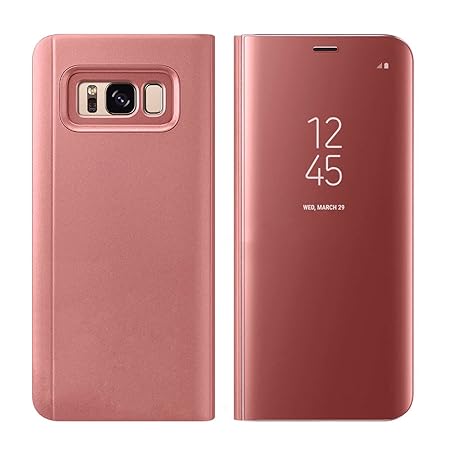 QLTYPRI Samsung Galaxy S7 Edge Hülle, Ultra Dünn Handyhülle PC Etui PU Ledertasche [Perspektive] [Spiegel] Semi Transparent A