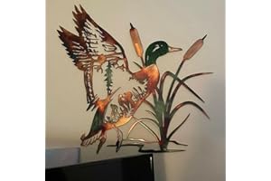 CASEREE WIBOTA 20” Rustic Metal duck Wall Art Decor Cabin Hunting Decor Unique Deer Room Hanging Decoration Western Moose wildlife Pictures Home Bedroom Garden Outdoor Animal Artwork Handcraft Gifts