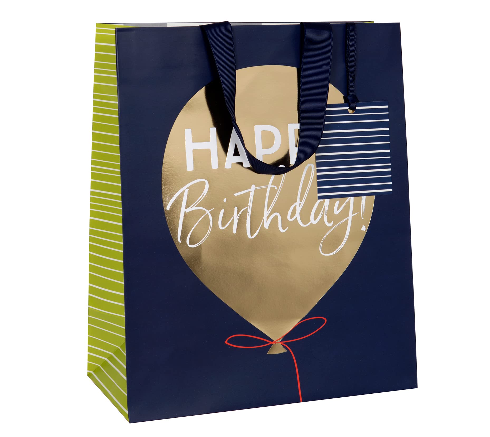 Glick Luxury Large Birthday Balloons Gift Bag and Suitable for Other Occasions for Him/Her, 26 x 31.5 x 13.5 cm, Blue & Gold