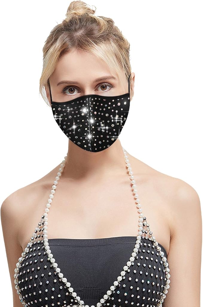 FOOFUM Glitter Face Mask Mesh Face Mask for Women Shiny