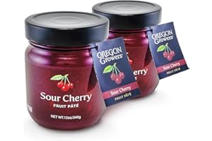 Oregon Growers Sour Cherry Fruit Pate - Sour Cherry Jam, Natural Preserves Made with Real Sugar, Fruit Jelly Spread, Pairs Perfectly with Cheese - 12 oz (Pack of 2)